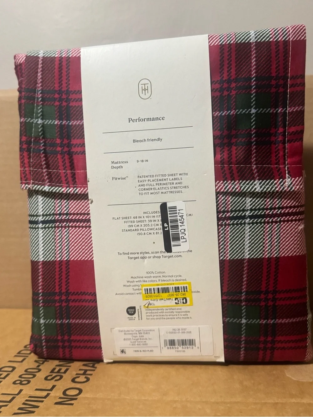 Threshold Red Plaid Performance Sheet Set (Twin XL)